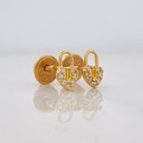 Stud Earrings Heart Lock 0.7g / in / 4.62mm Yellow Gold 18K