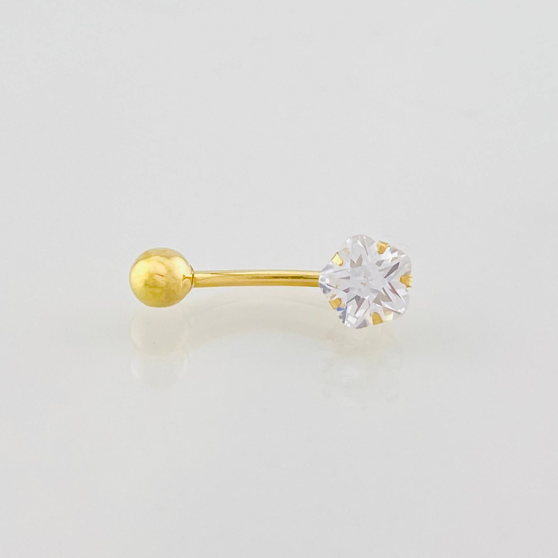 Piercing Curvo Flor 0.7g / 3/4 in Oro Amarillo 18K