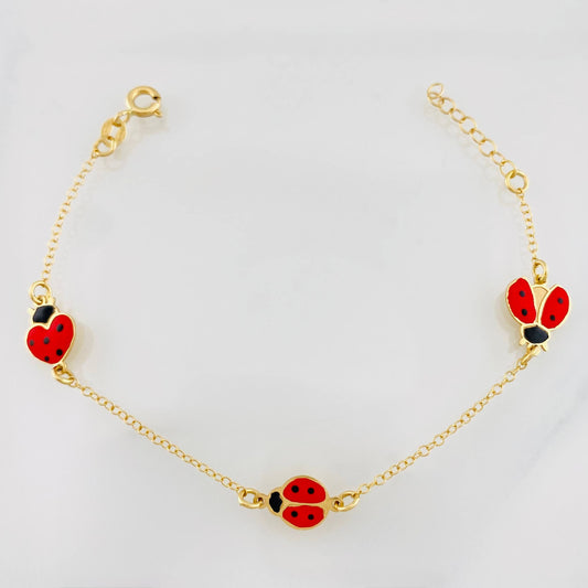 Pulso Aro Seguido Mariquitas 1.8g / 6 1/4 in / 1mm Oro Amarillo 18K