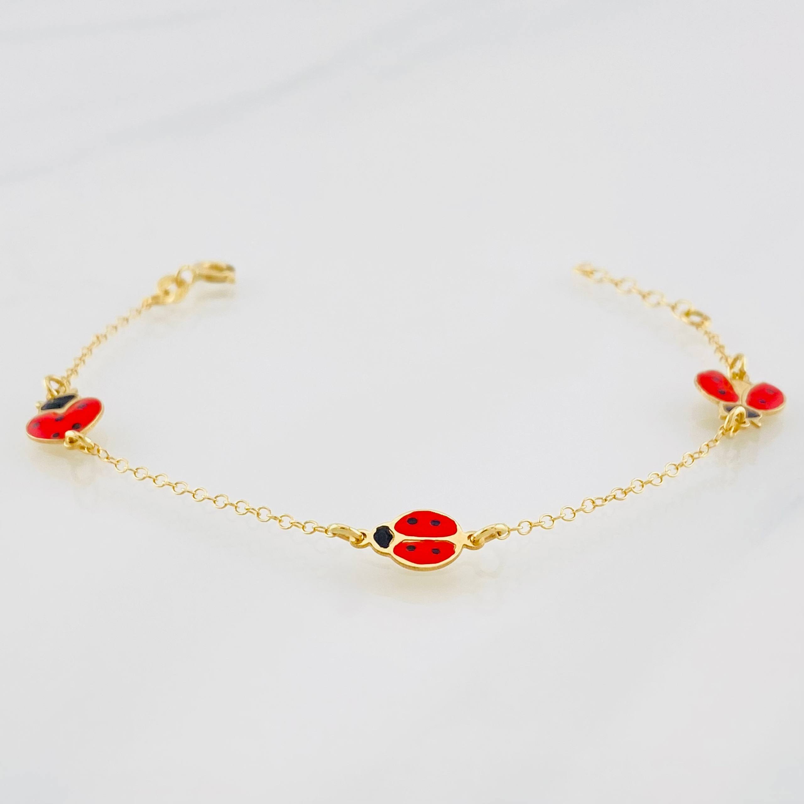 Classic Link Bracelet Ladybugs 1.8g / 6 1/4 in / 1mm 18K Yellow Gold