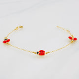 Classic Link Bracelet Ladybugs 1.8g / 6 1/4 in / 1mm 18K Yellow Gold