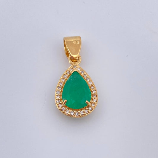 Dije Gota Esmeralda 2.4gr / 1 in / Oro Amarillo 18K %