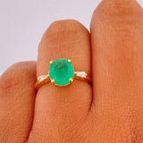 Anillo Solitario Ovalado Esmeralda 2.8gr / T6 / Oro Amarillo 18K %