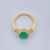 Anillo Solitario Ovalado Esmeralda 2.8gr / T6 / Oro Amarillo 18K %