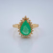 Anillo Solitario Gota Esmeralda 4.6gr / T6 1/2 / Oro Amarillo 18K %