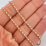 Cadena Rustica Espiga 10.65gr / 17 1/4 in / 1.65mm Dos Oros Blanco Rosa 18K %