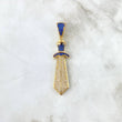 Pendant Sword 8.9gr / 5.8cm / Blue White Zircons Yellow Gold