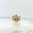 Pendant Cat 3.4gr / 2cm / White Blue Black Zircons Yellow Gold