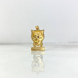 Pendant Panther Face 5.35gr / 3cm / White Green Zircons Two Golds Yellow White