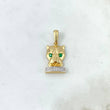 Pendant Panther Face 5.35gr / 3cm / White Green Zircons Two Golds Yellow White