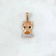 Pendant Panther Face 5.3gr / 3cm / Black and White Zircons Two-tone White and Rose Gold