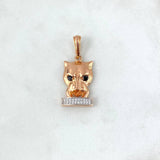 Pendant Panther Face 5.3gr / 3cm / Black and White Zircons Two-tone White and Rose Gold