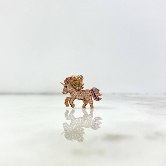 Pendant Unicorn 3.5gr / 2.5cm / White Zircons Rose Gold Colors