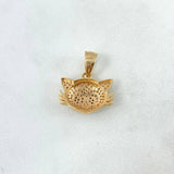 Pendant Cat 3.4gr / 2cm / White Blue Black Zircons Yellow Gold
