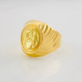 Signet Ring Jesus Christ 3.85g / T9 1/2 Yellow Gold 18K