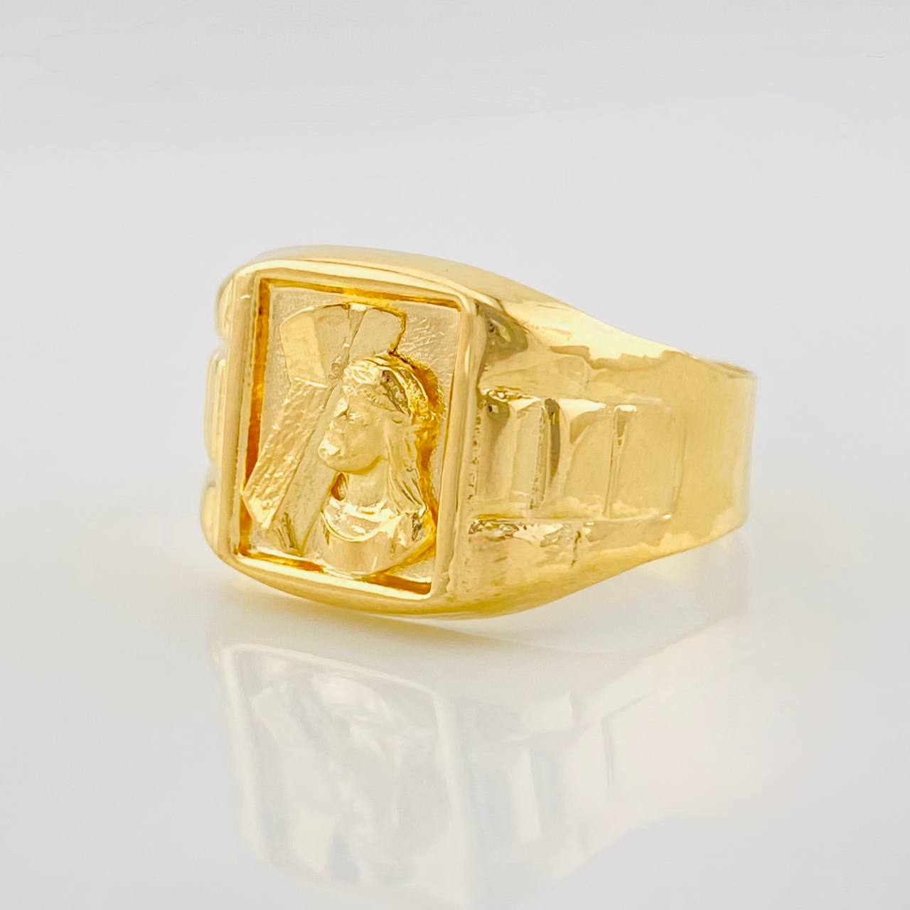 Anillo Sello Jesucristo 3.25g / T10 Oro Amarillo 18K