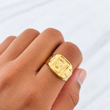 Anillo Sello Jesucristo 3.25g / T10 Oro Amarillo 18K