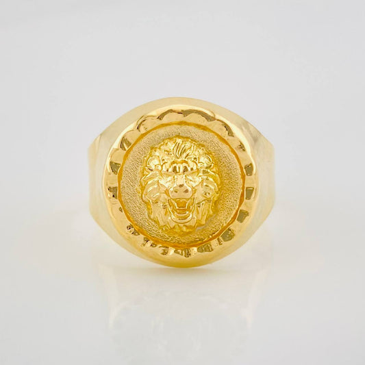 Bordered Lion Signet Ring 3.9g / T8 1/4 Yellow Gold 18K