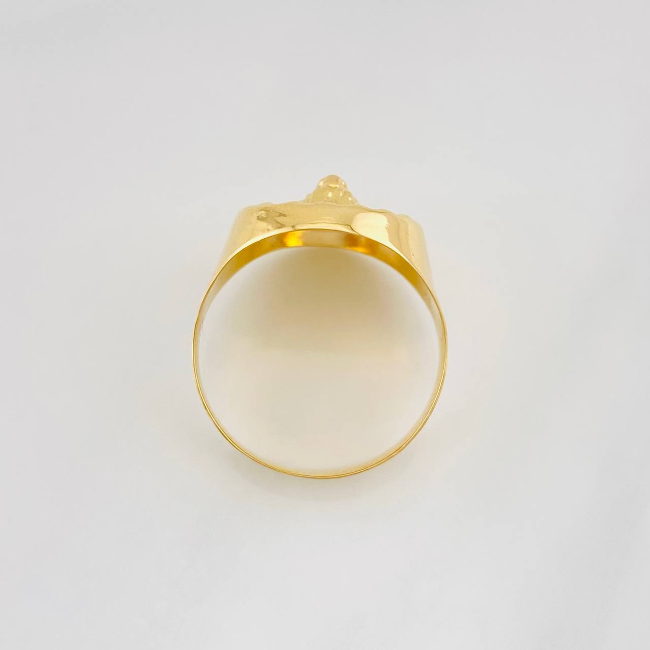 Anillo Sello Bordeado León 3.9g / T8 1/4 Oro Amarillo 18K