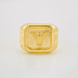 Bordered Eagle Signet Ring 3.15g / T9 Yellow Gold 18K