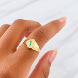 Oval Signet Ring 1.6g / T7 3/4 Yellow Gold 18K