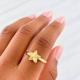 Anillo Estrella Diamantada 0.95g / T8 1/4 Oro Amarillo 18K