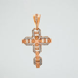 Pendant Cross Christ 6.3 g / 1 3/4 in Two Golds White Rose 18K