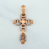 Pendant Cross Christ 6.3 g / 1 3/4 in Two Golds White Rose 18K