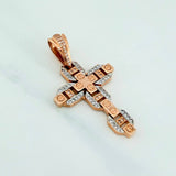 Pendant Cross Christ 6.3 g / 1 3/4 in Two Golds White Rose 18K
