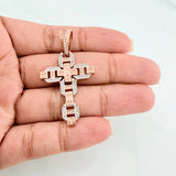 Pendant Cross Christ 6.3 g / 1 3/4 in Two Golds White Rose 18K