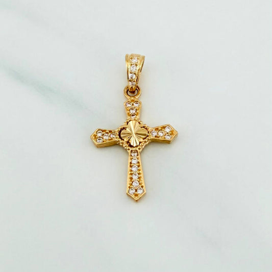 Dije Cruz Trebol 1.2 g / 1 in Oro Amarillo 18K
