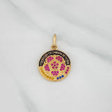 Pendant Shield Colombia 2 g / 1 in Two Golds Black Yellow 18K
