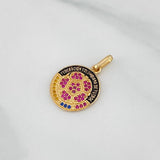 Pendant Shield Colombia 2 g / 1 in Two Golds Black Yellow 18K