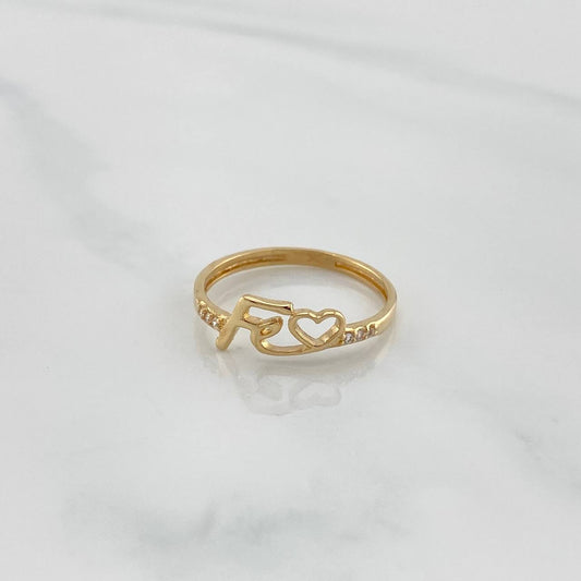 Anillo Fe Corazon 1.5 g / T6 3/4 Oro Amarillo 18K