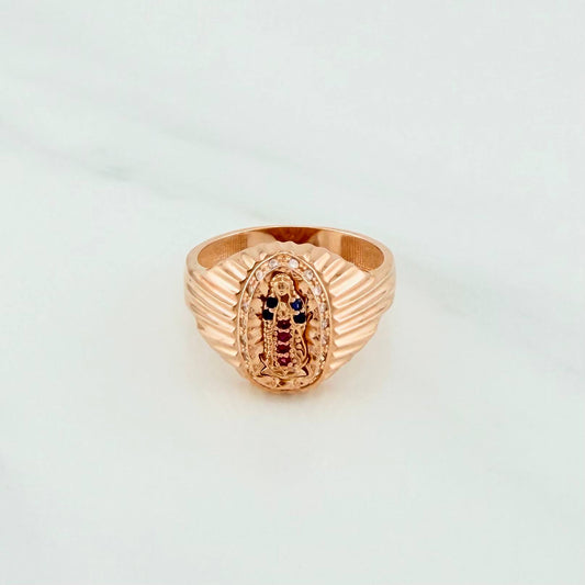 Anillo Virgen Guadalupe 4.8 g / T7 3/4 Oro Rosa 18K