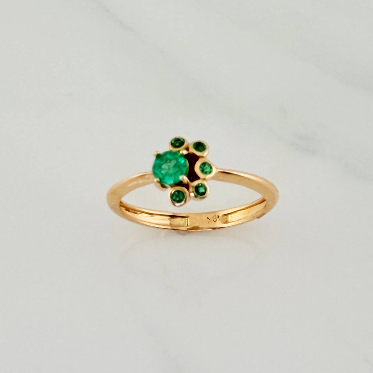 Lia Emeralds Ring 27 pts 2gr / T5 3/4 / Yellow Gold 18K %