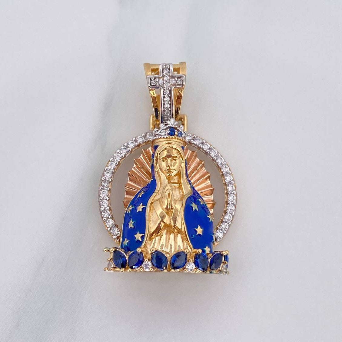 Pendant Virgin of Guadalupe 7.35 g / 1 1/4 in Two-Tone Yellow White Gold 18K