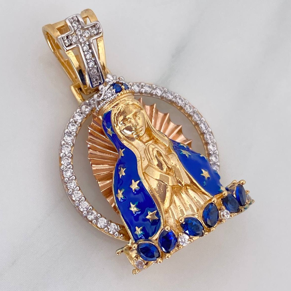 Pendant Virgin of Guadalupe 7.35 g / 1 1/4 in Two-Tone Yellow White Gold 18K