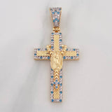 Dije Cruz Rosario Virgen Guadalupe 6.55 g / 1 3/4 in Dos Oros Amarillo Blanco 18K