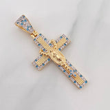 Dije Cruz Rosario Virgen Guadalupe 6.55 g / 1 3/4 in Dos Oros Amarillo Blanco 18K