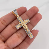 Dije Cruz Rosario Virgen Guadalupe 6.55 g / 1 3/4 in Dos Oros Amarillo Blanco 18K