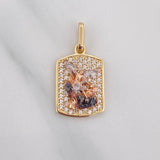 Pendant Plaque Saint Michael Archangel 2.3 g / 1 in Three Golds 18K