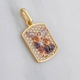 Pendant Plaque Saint Michael Archangel 2.3 g / 1 in Three Golds 18K
