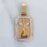 Pendant Plaque Saint Michael Archangel 5.4 g / 1 1/2 in Three Golds 18K