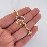Pendant Virgin Mary Cross 2.6 g / 2 1/4 in Two Yellow White Gold 18K