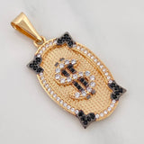 Pendant Plate Dollar Sign 4.6 g / 1 1/2 in Two-Tone Black Yellow 18K