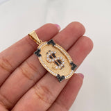 Pendant Plate Dollar Sign 4.6 g / 1 1/2 in Two-Tone Black Yellow 18K