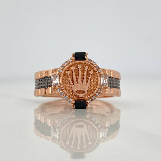 Ring Correa Crown 4.6 g / T9 1/2 Two Golds Black Rose 18K