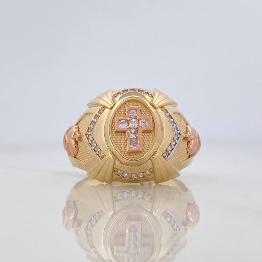 Ring Cross 8.35 g / T11 1/2 Three Golds 18K