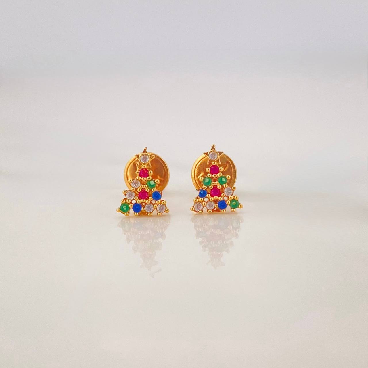 Christmas Tree Stud Earrings 0.8g / in / 3.41mm Yellow Gold 18K